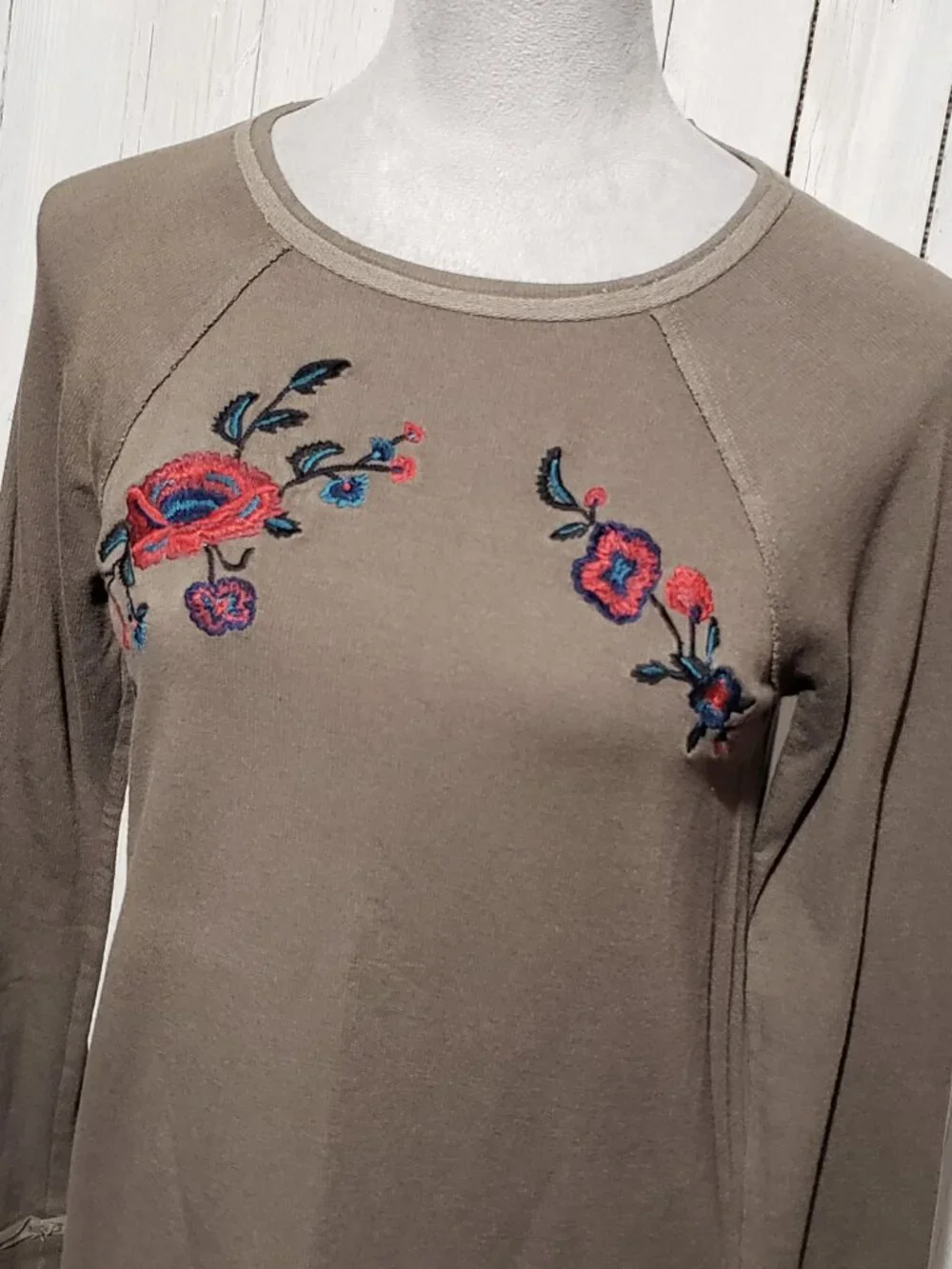 Knox Rose Embroidered S Tee Top LS Fairy Grunge Y2K‎ Boho Cottage Indie McBling